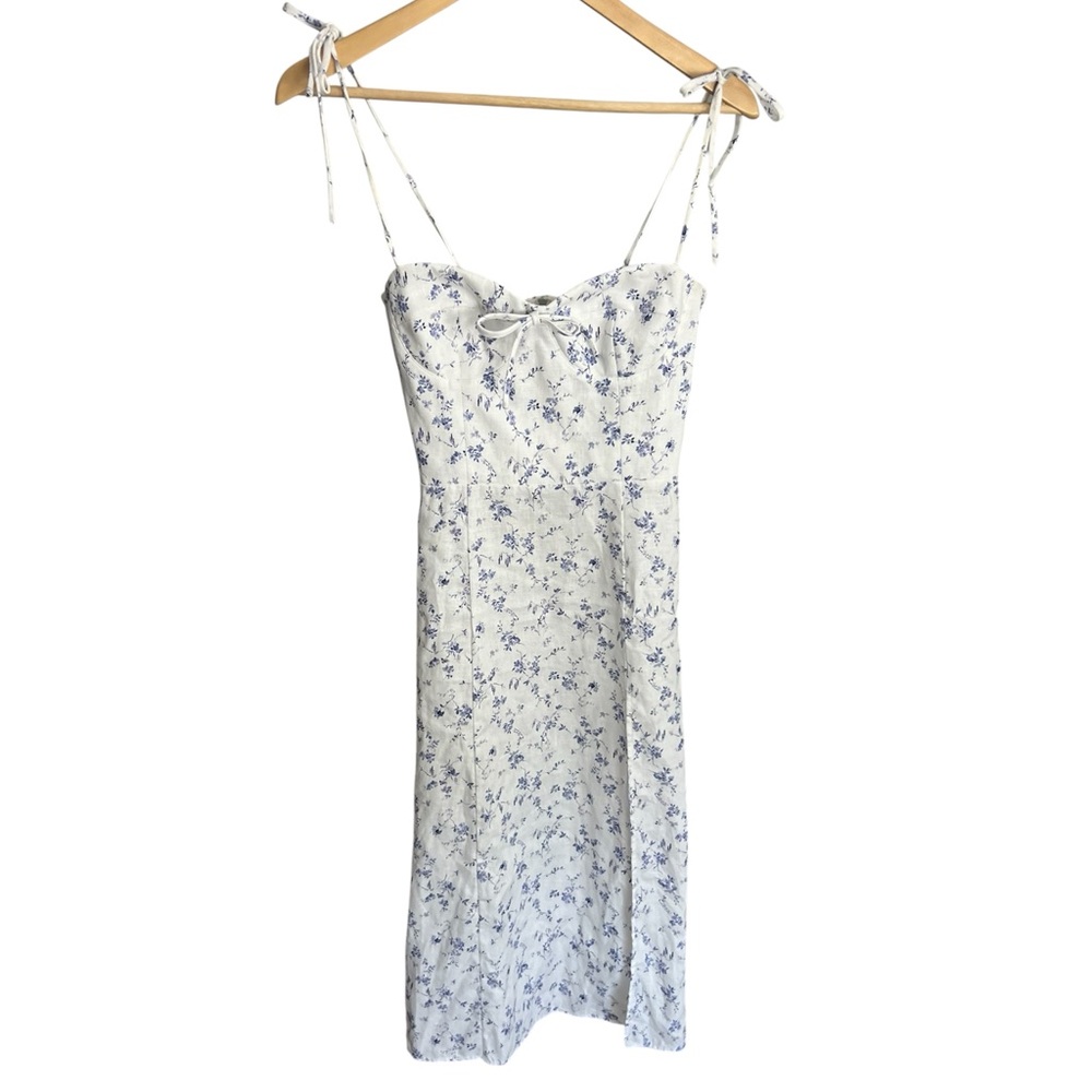 Reformation White Joyce Floral Print Linen Midi Dress 🐇🤍